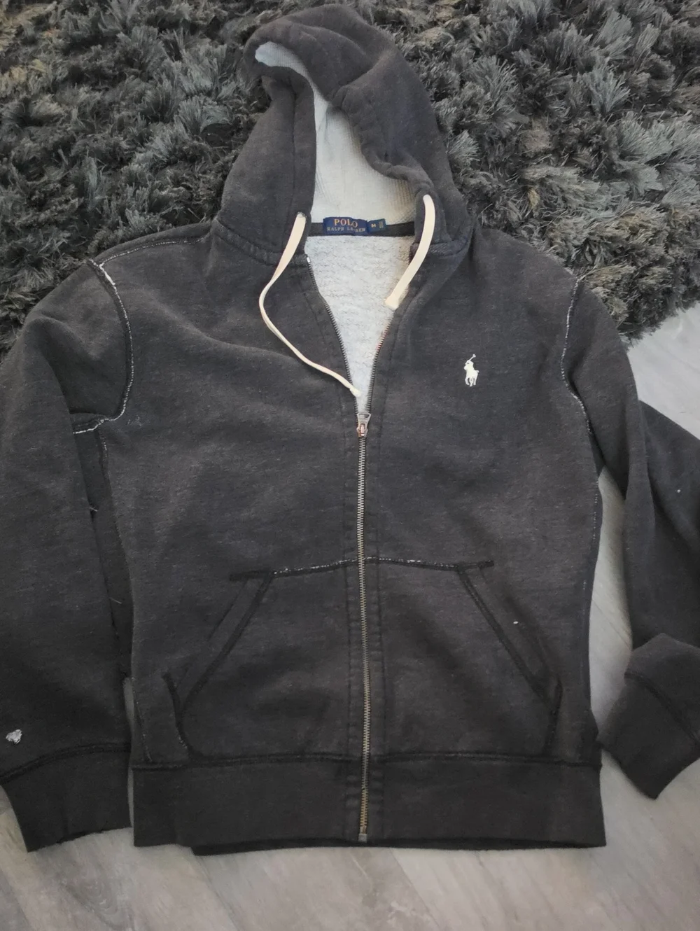 Polo by Ralph Lauren Charcoal Zip Hoodie with Logo